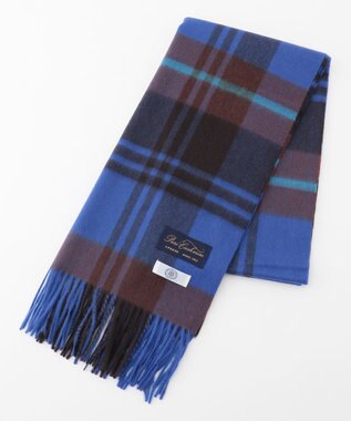 J.PRESS LADIES カシミヤチェック マフラー ブルー系