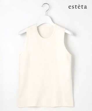 23区 L 【エステータ】コットンシルク ノースリーブニット ホワイト系