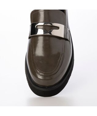 MODE ET JACOMO <carino>【レイン対応】厚底メタルモチーフローファー ダークグレー