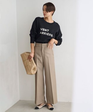 UNFILO ウールライクツイル ワイドパンツ ベージュ