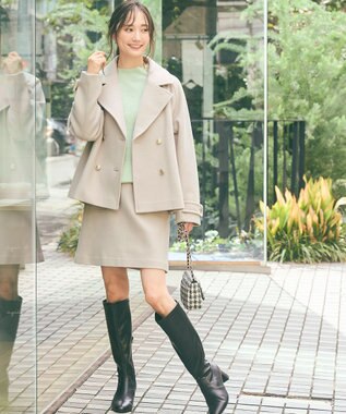 ANY SIS 【セットアップ可】メルトンライク ミニスカート アイボリーベージュ