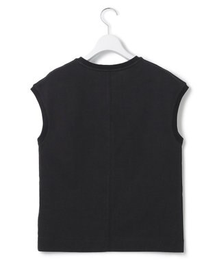 23区 L 【洗える】コンパクトヤーン フレンチスリーブ Tシャツ ブラック系