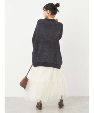 earth music&ecology シャイニーベロアモールチュニック Dark Gray