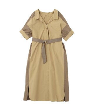 YECCA VECCA ベルト付きスキッパーシャツワンピース Beige