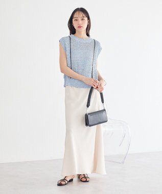 earth music&ecology 配色ラインＭＩＸニットベスト Blue