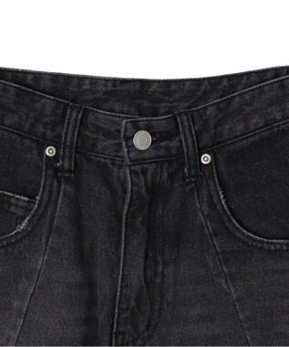 WEGO カーブラインバレルレッグデニムパンツ ブラック