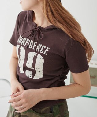 WEGO レースアップフードチビT ブラウン