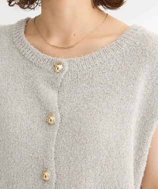 Green Parks ツィード風金釦ニットベスト Gray