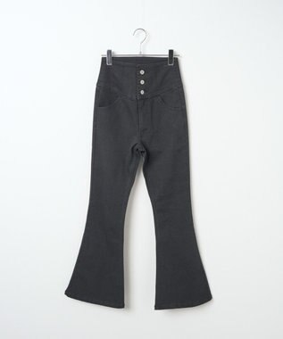 WEGO ハイウエストストレッチフレアデニムパンツ ブラック