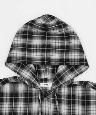 WEGO フードチェックBIGシャツ ブラック