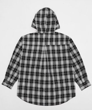 WEGO フードチェックBIGシャツ ブラック