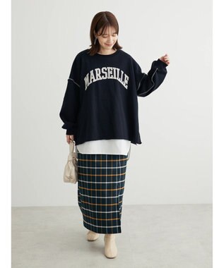 Green Parks ベルトデザインチェックＩラインスカート Green