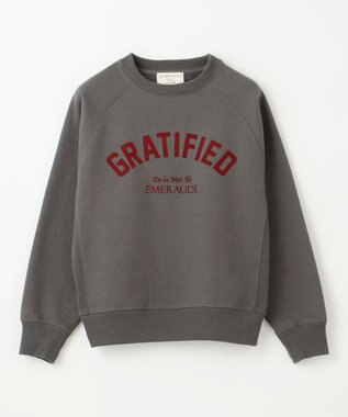 ANY L 【洗濯機可能/サスティナブル】ロゴ裏起毛クルーネックプルオーバー チャコール