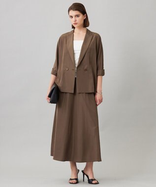 ICB 【接触冷感・UVケア・速乾・洗える】シルクエステルタフタ ブラウスジャケット カーキ系