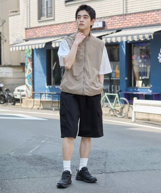 WEGO 【ウエストゴム】イージーバギーカーゴショーツ ブラック