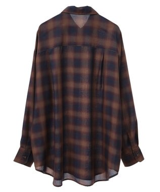 Green Parks オンブレーチェックライトシャツ Brown