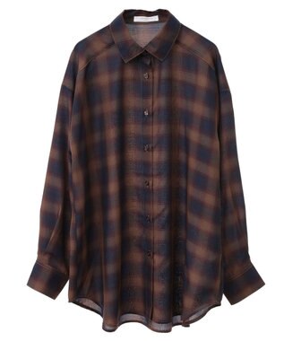 Green Parks オンブレーチェックライトシャツ Brown