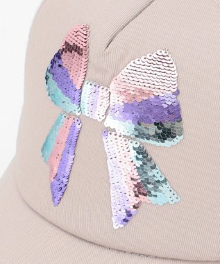 ANY KIDS ミラクルスパンコールメッシュキャップ ベージュ×リボン