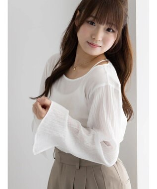 Te chichi クレープフレアスリーブブラウス【AOYAMA FASHION ASSOCIATION × Te chichi】 オフホワイト