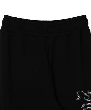 WEGO 【ウエストゴム】ラインストーンロゴスウェットパンツ ブラック