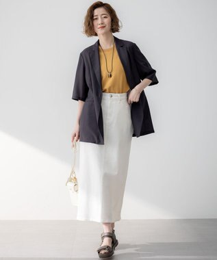 23区 【Oggi6月号掲載/速乾性/接触冷感】シアータンブラー ハーフスリーブ ジャケット ダークブラウン系