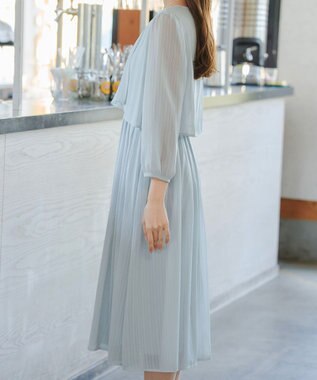 Tiaclasse L 【洗える】シフォンドレープワンピース サックスグレー