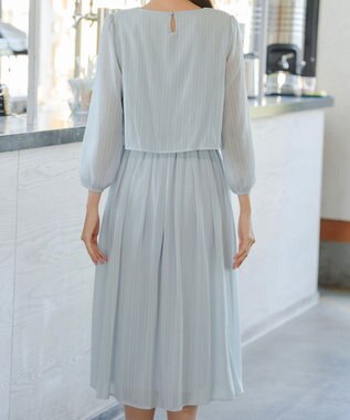 Tiaclasse L 【洗える】シフォンドレープワンピース サックスグレー