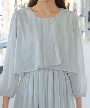 Tiaclasse L 【洗える】シフォンドレープワンピース サックスグレー