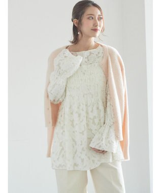 Te chichi 【宮本茉由着用】カットジャガードチュニックブラウス オフホワイト