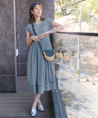 Tiaclasse 【洗える】はしごレースワンピース サックス