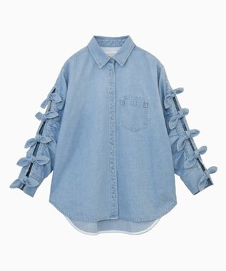FORFORMO Ribbon Sleeve Denim Shirt リボンスリーブデニムシャツ ブルー