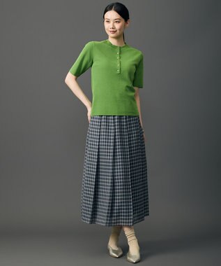 自由区 L 【17号サイズまで展開】ハイツィストシアーチェック スカート チャコール系