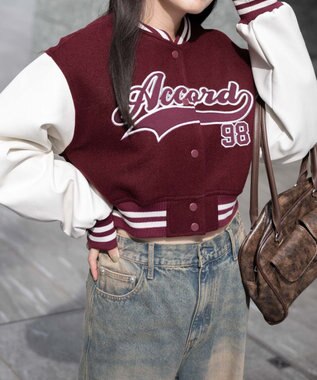 WEGO スタジアムロゴショートスタジャン ワイン