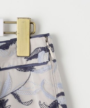 ANY SIS L 【洗える】バイカラーエンブロイダリー スカート アイボリー系