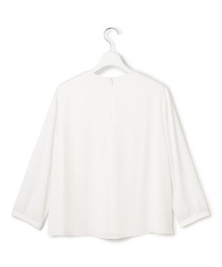 23区 L 【洗える】シルキーデシン バーアクセント ブラウス ホワイト系