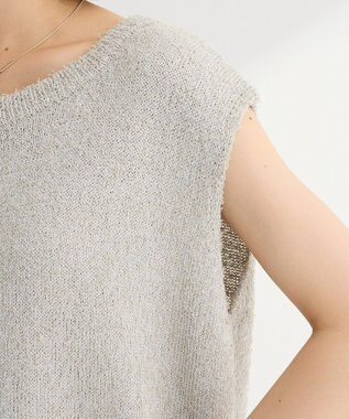 Green Parks ツィード風金釦ニットベスト Gray