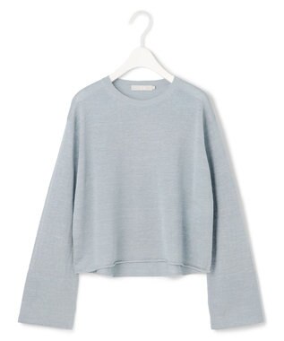 ICB 【洗える】 リネンレーヨンハイゲージ クロップドプルオーバー サックスグレー系