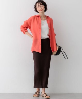 23区 【SLOW/一部店舗限定】ホールガーメント リブニット スカート ダークブラウン系