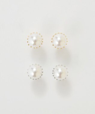 Phoebe トゥウィンクルフレームパールピアス　シルバー/一粒 シルバー