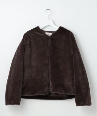 Feroux フェイクファー ジャケット ダークブラウン系