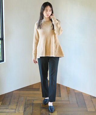 #Newans 【洗える】フレアシルエットチュニックニット ベージュ系