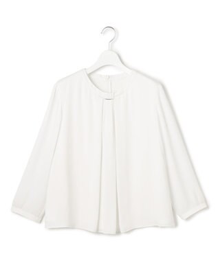 23区 L 【洗える】シルキーデシン バーアクセント ブラウス ホワイト系