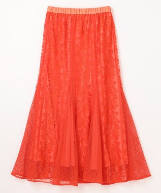 GRACE CONTINENTAL フレア刺繍スカート オレンジ