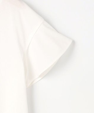 組曲 【WEB限定】プレーティング天竺フリルスリーブ Tシャツ アイボリー系