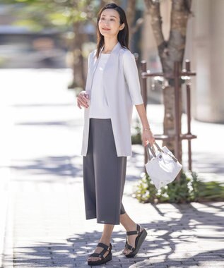 J.PRESS LADIES 【セットアップ対応・洗える・UVケア・速乾】 OXIJEWELストレッチ ジレ シルバー系