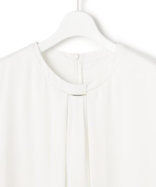 23区 L 【洗える】シルキーデシン バーアクセント ブラウス ホワイト系