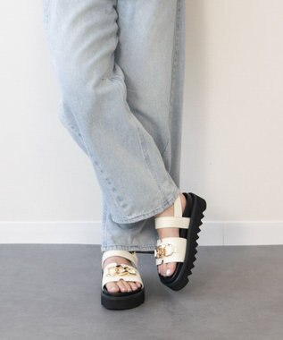 Bridget Birkin 【PARADIS COULEUR】メタルチェーン厚底フットベッドサンダル アイボリー