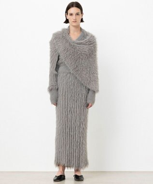 NAVE 【ReNAVE・洗える】メルティーシャギーニット ストール ライトグレー系