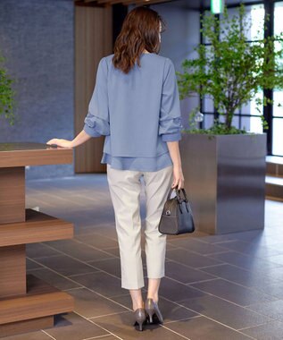 Tiaclasse つまみタック袖レイヤードブラウス ブルー