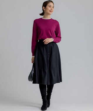 組曲 【WEB一部店舗限定】ウールジョーゼット キュロットパンツ ブラック系